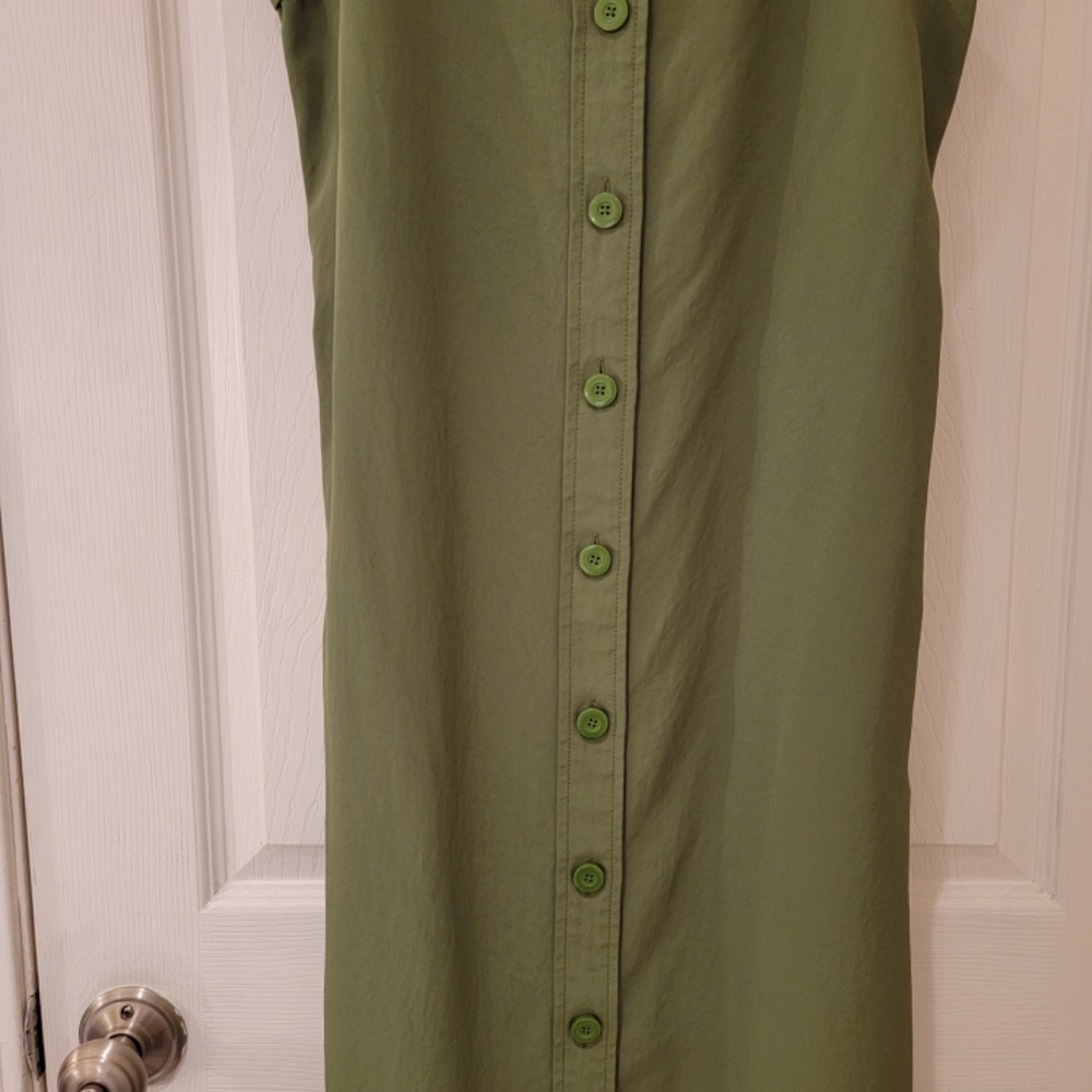 Everlane Japanese GoWeave Picnic Apron Dress Size 2 Green Drapey Lightweight - Picture 7 of 11
